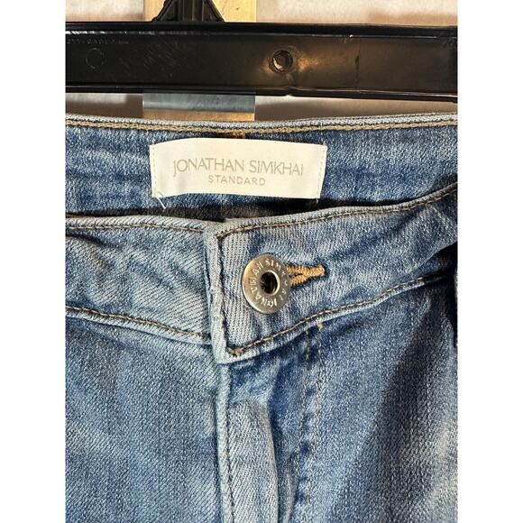 Jonathan Simkhai Women Standard Jeans Size 32 Light Wash Distressed Fray Hem C10 - Picture 3 of 9